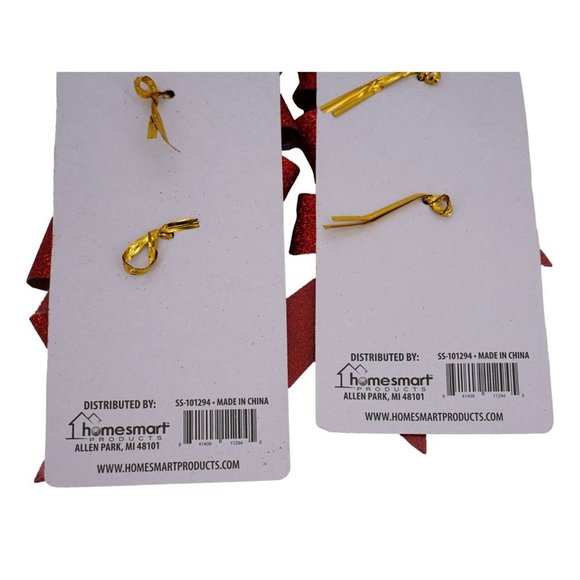 Santas Studio 3 Piece Holiday Bows Set Of 5 Packs Red Glitter Christmas New - Picture 4 of 7